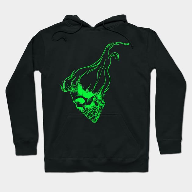 Neon Green Hair-Skull Hoodie by BenHouse